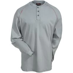 Ariat Shirts: Men's 10013519 Flame-Resistant Long-Sleeve Silver Fox Henley Shirt -Work Clothes Discount Store ariat fr 10013519 f 01