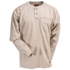 Ariat Work FR Shirts: FR Air Cotton Men's 10022598 Sand Heather Henley -Work Clothes Discount Store ariat 10022598 1