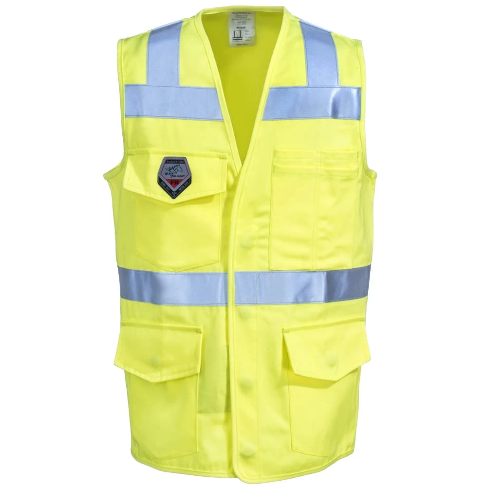 Black Stallion Vests: Men's VF1110 HY Hi Vis Yellow TruGuard 250 FR Safety Vest 4 Black Stallion Vests: Men's VF1110 HY Hi Vis Yellow TruGuard 250 FR Safety Vest - Image 2