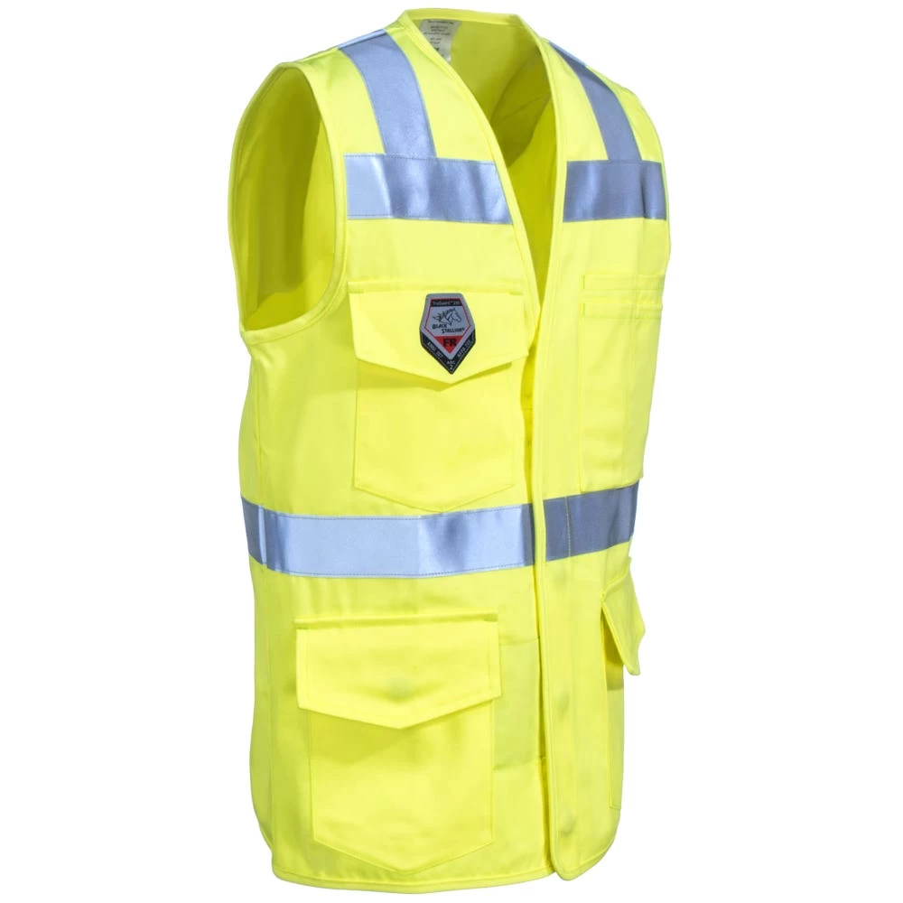 Black Stallion Vests: Men's VF1110 HY Hi Vis Yellow TruGuard 250 FR Safety Vest 5 Black Stallion Vests: Men's VF1110 HY Hi Vis Yellow TruGuard 250 FR Safety Vest - Image 3