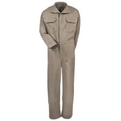 Bulwark Coveralls: Men's CEB2 KH Flame-Resistant Cotton Khaki Coveralls -Work Clothes Discount Store bulwark ceb2kh f 01