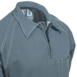 Bulwark Shirts: Men's QT12 CH Grey Flame-Resistant Long Sleeve Polo Shirt