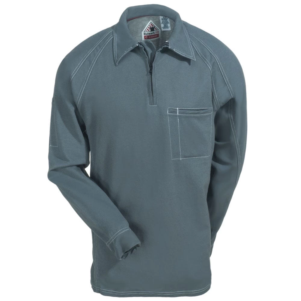 Bulwark Shirts: Men's QT12 CH Grey Flame-Resistant Long Sleeve Polo Shirt 4 Bulwark Shirts: Men's QT12 CH Grey Flame-Resistant Long Sleeve Polo Shirt - Image 2