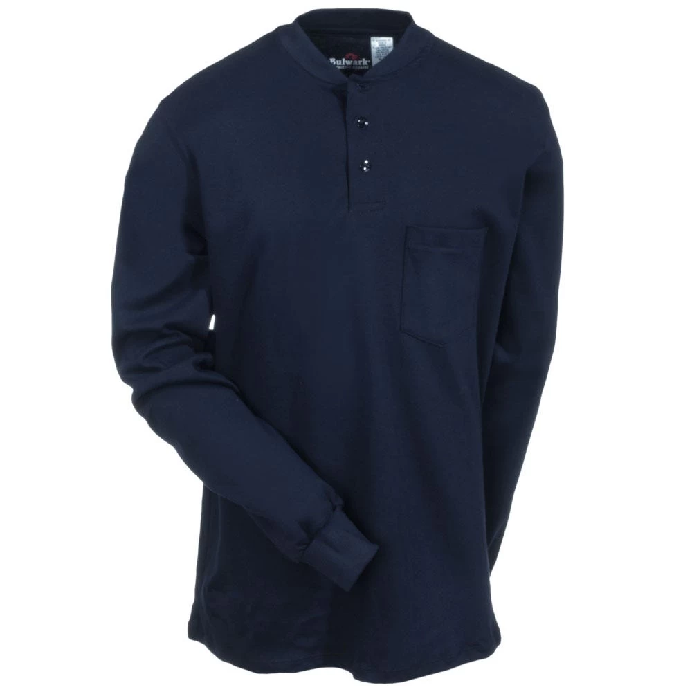 Bulwark Shirts: Men's Flame-Resistant SEL2 NV Navy Henley Work Shirt 4 Bulwark Shirts: Men's Flame-Resistant SEL2 NV Navy Henley Work Shirt - Image 2