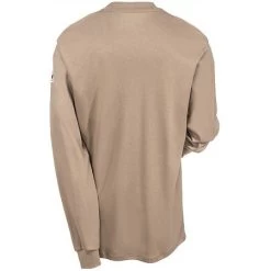 Bulwark Shirts: Men's SEL2 KH Khaki Flame-Resistant Cotton Henley Shirt -Work Clothes Discount Store bulwark sel2kh b 01