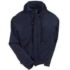 Bulwark Sweatshirts: Men's Blue SMH6 NV Flame-Resistant Hooded Sweatshirt -Work Clothes Discount Store bulwark smh6 nv f 01