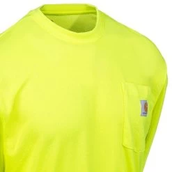 Carhartt Force Shirts: Men's Force 100494 323 Lime Hi Vis Moisture Wicking Work Shirt