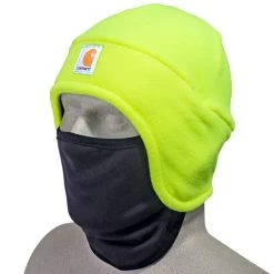 Carhartt Hats: Men's A202 BLM Lime Green High-Visibility 2-In-1 Fleece Hat -Work Clothes Discount Store carhartt 100795 323 p 01
