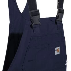 Carhartt Overalls: Men's 101627 410 Navy Blue FR Cotton Duck Bib Overalls -Work Clothes Discount Store carhartt 101626 410 fd 01