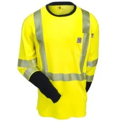 Carhartt Shirts: FR High Vis Force Men's 102905 323 Long Sleeve T-Shirt -Work Clothes Discount Store carhartt 102905323 f 01