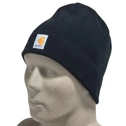Carhartt Hats: Black Polyester Fleece Hat A207 BLK 7 Carhartt Hats: Black Polyester Fleece Hat A207 BLK -Work Clothes Discount Store carhartt a207 blk p 01
