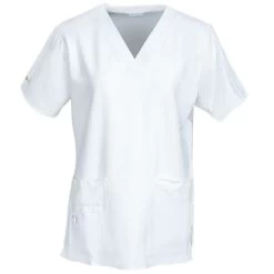 Carhartt Scrubs: Women's 12110 WHT White V-Neck Media Scrub Top -Work Clothes Discount Store carhartt c12110a wht f 01
