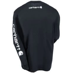 Carhartt Shirts: Men's Black K231 BLK Logo Cotton Jersey Long Sleeve Tee Shirt