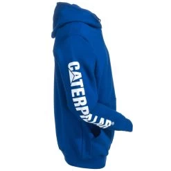 CAT Apparel Sweatshirts: Men's 1910709 95B Bright Blue Trademark Banner Hooded Sweatshirt -Work Clothes Discount Store cat 1910709 bblu r 01