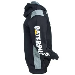 CAT Apparel Sweatshirts: Men's 1910802 016 Black Logo Panel Hooded Sweatshirt -Work Clothes Discount Store cat 1910802 016 r 01