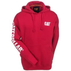 CAT Apparel Sweatshirts: Men's 1910709 155 Chili Pepper Red Hooded Sweatshirt -Work Clothes Discount Store cat apparel 1910709 155 f 01