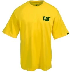 CAT Apparel Shirts: Men's W05324 555 Yellow Trademark Tee Shirt -Work Clothes Discount Store cat w05324 555 f 01
