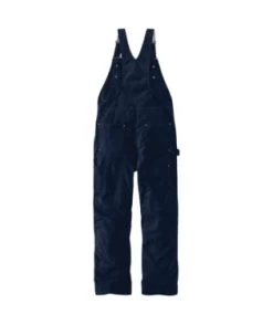 Carhartt Overalls: Men's 104393 DNY Dark Navy Loose Fit Firm Duck Insulated Bib Overall -Work Clothes Discount Store detail 104393 dny a 1