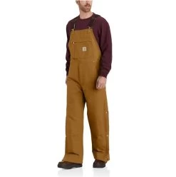 Carhartt Overalls: Men's 104393 BRN Brown Loose Fit Firm Duck Insulated Bib Overall