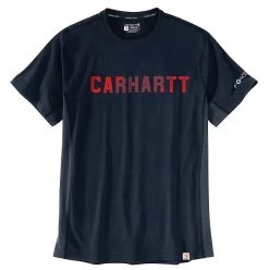 Carhartt Force Shirts: Men's 105203 I26 Navy Relaxed Fit Block Logo Graphic T-Shirt