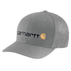 Carhartt Hats: 105353 APH Asphalt Rugged Flex Fitted Canvas Mesh-Back Logo Graphic Cap