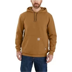 Carhartt Force Sweatshirts: Men's 104983 BRN Brown Pullover Flame Resistant Hooded Sweatshirt