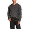 Ariat Rebar Shirt: Men's 10027815 Charcoal Heather Workman Logo T-Shirt -Work Clothes Discount Store f19 mns work gaglione 10027815 front