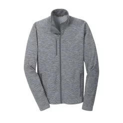 Port Authority Jacket: Men's F231 GRY Grey Digi Stripe Fleece Jacket -Work Clothes Discount Store f231 grey flat front
