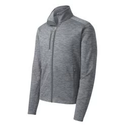 Port Authority Jacket: Men's F231 GRY Grey Digi Stripe Fleece Jacket -Work Clothes Discount Store f231 grey form front