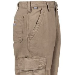 Carhartt Pants: Men's Khaki Flame Resistant Canvas Cargo Pants FRB240 GKH -Work Clothes Discount Store fu3