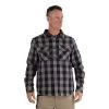 CAT Apparel Shirts: Men's 1610031 121914 Charcoal Black Buffalo Check Flannel Overshirt