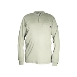 MCR Safety: Men's H1T Tan Flame Resistant (FR) Long Sleeve Henley Shirt