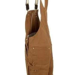 Carhartt Overalls: Men's R41 BRN Brown Cotton Lined Bib Overalls -Work Clothes Discount Store image 44042