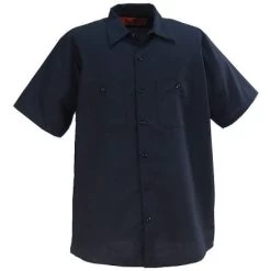 Red Kap Shirts: Men's SP24 NV Navy Industrial Short-Sleeve Work Shirt