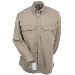 Bulwark Shirts: Men's SLU2 KH Flame-Resistant Khaki Dress Uniform Shirt