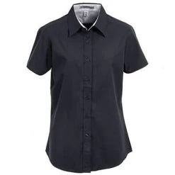 Port Authority L508 BLK Women's Black Short Sleeve Button Shirt