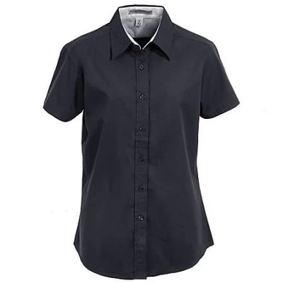 Port Authority L508 BLK Women's Black Short Sleeve Button Shirt 3 Port Authority L508 BLK Women's Black Short Sleeve Button Shirt