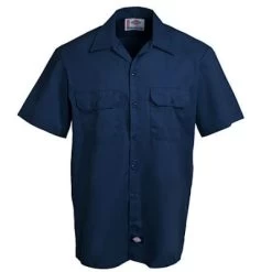 Dickies Shirts: Men's 1574 DN Dark Navy Stain Release Short Sleeve Work Shirt -Work Clothes Discount Store image 60413