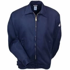 Bulwark Jackets: Men's JEL2 NV Navy Blue Flame-Resistant Work Jacket -Work Clothes Discount Store image 62387