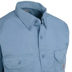 Carhartt Shirts: Men's FR Blue FRS160 MBL Twill Work Shirt -Work Clothes Discount Store image 68714