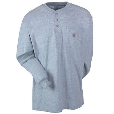 Carhartt Shirts: Men's Grey Long Sleeve K128 HGY Cotton Knit Henley Shirt 5 Carhartt Shirts: Men's Grey Long Sleeve K128 HGY Cotton Knit Henley Shirt - Image 3