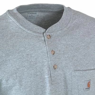 Carhartt Shirts: Men's Grey Long Sleeve K128 HGY Cotton Knit Henley Shirt 4 Carhartt Shirts: Men's Grey Long Sleeve K128 HGY Cotton Knit Henley Shirt - Image 2