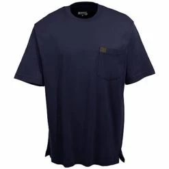 Wrangler Riggs Shirts: Men's Navy 3W700 NV Short Sleeve Pocket Tee Shirt