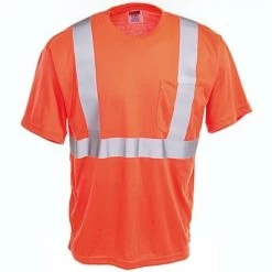 CornerStone Shirts: Men's CS401 SONG Safety Orange High Visibility Tee Shirt