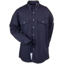 Bulwark Shirts: Men's SLU2 NV Flame-Resistant Navy Blue Uniform Shirt