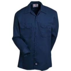 Dickies Shirts: Men's Dark Navy 574 DN Long Sleeve Uniform Shirt -Work Clothes Discount Store image 81777