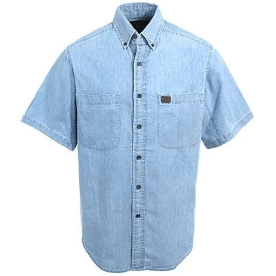 Wrangler Riggs Shirts: Men's Light Blue 3W531 BL Chambray Short Sleeve Shirt 5 Wrangler Riggs Shirts: Men's Light Blue 3W531 BL Chambray Short Sleeve Shirt - Image 3