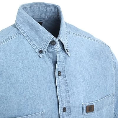 Wrangler Riggs Shirts: Men's Light Blue 3W531 BL Chambray Short Sleeve Shirt 4 Wrangler Riggs Shirts: Men's Light Blue 3W531 BL Chambray Short Sleeve Shirt - Image 2