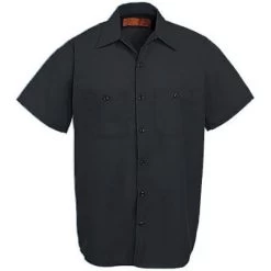 Red Kap Shirts: Men's SP24 BK Black Industrial Short-Sleeve Poplin Work Shirt 7 Red Kap Shirts: Men's SP24 BK Black Industrial Short-Sleeve Poplin Work Shirt -Work Clothes Discount Store image 89376