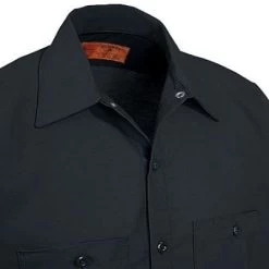 Red Kap Shirts: Men's SP24 BK Black Industrial Short-Sleeve Poplin Work Shirt